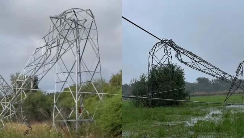 Temporal en Chaco: un tornado derribó torres de alta tensión y dejó sin luz a zonas rurales